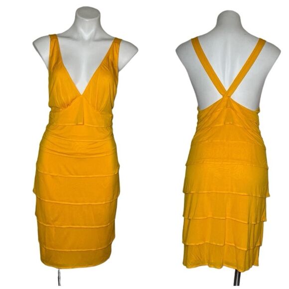 YIGAL AZROUEL Cocktail Dress Tiered Deep V Neckline Straps Size 2 - Picture 10 of 10